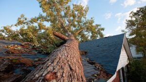 Tree damage to residential roof